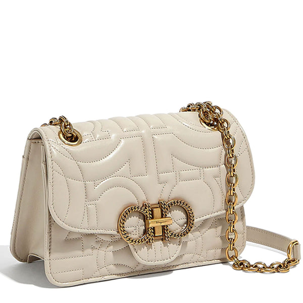 Quilted Gancini Flap Bag